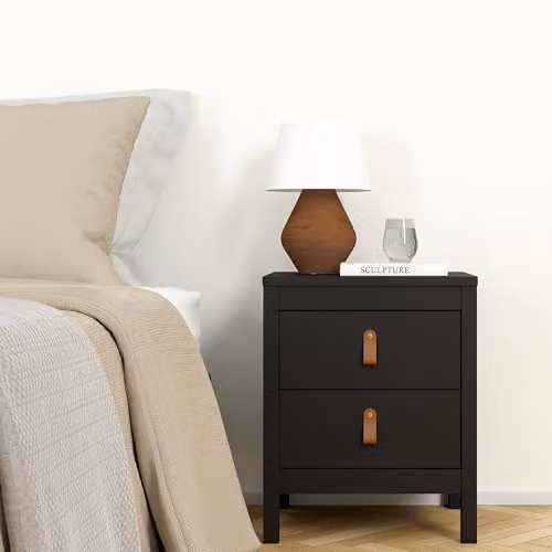 Furniture To Go Barcelona 2-Drawer Bedside Table in Black and Brown – 7
