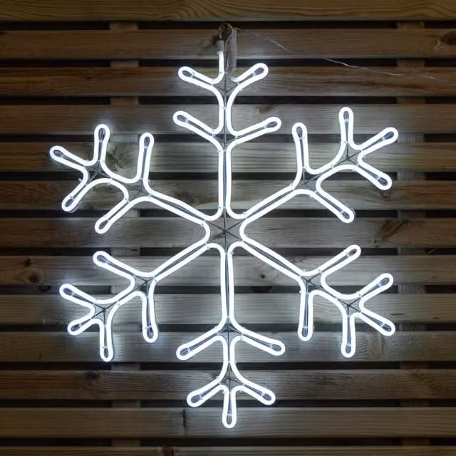 Samuel Alexander Neon Flex Christmas Snowflake with Blue and White LEDs, W: 59 cm, H: 56 cm