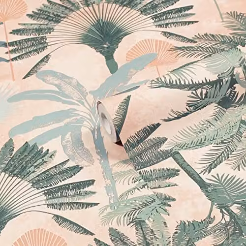 Riva Home Washable Botanical Floral Wallpaper in Pink and Green – 1