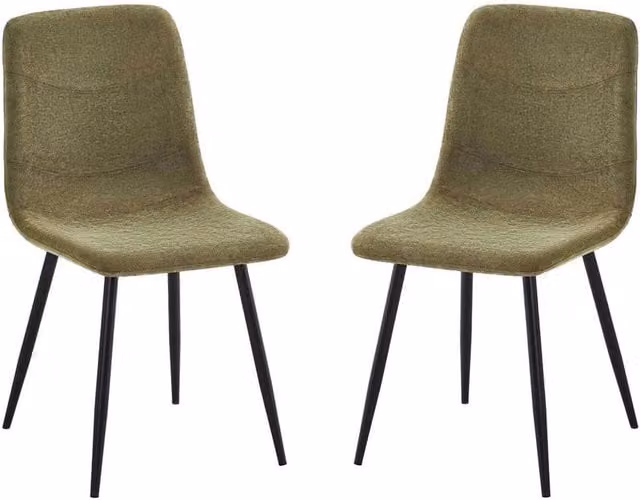 ERGOVEXA Pack of 2 Light Green Fabric and Sand Blasted Metal Dining Chairs