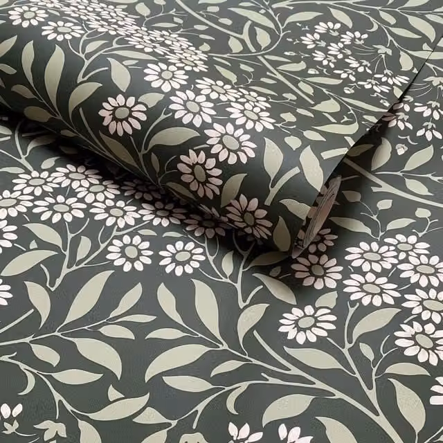 World of Wallpaper Botanical Damask Floral Wallpaper in Green