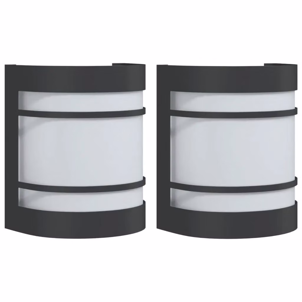 Berkfield Home Set of 2 Black Stainless Steel and Glass Outdoor Wall Lights for Garden – 2