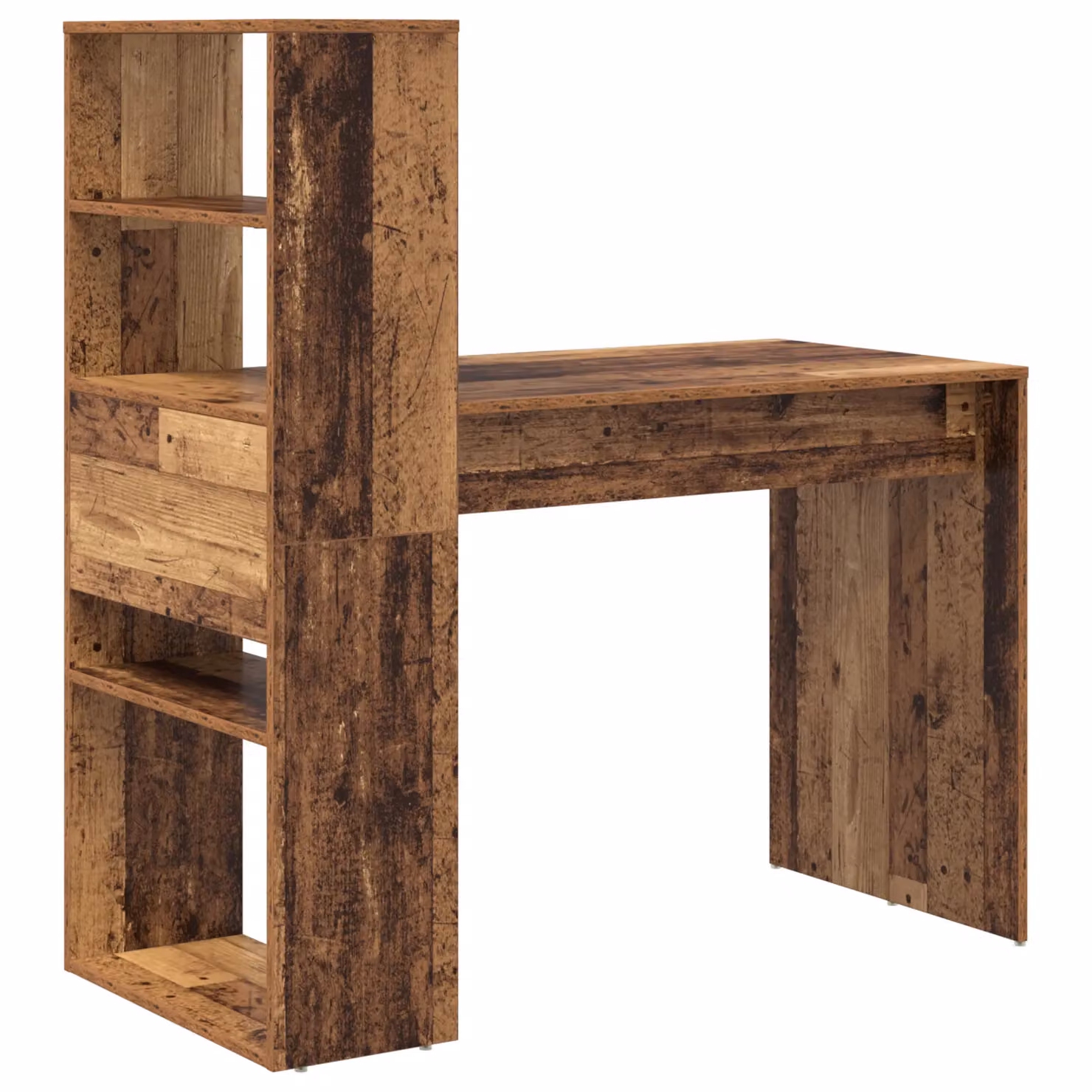 Berkfield Modern Writing Desk with Storage in Brown and Multicolour, W/D/H: 113 x 54 x 120 cm – 4
