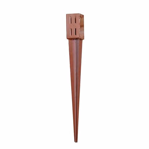 Samuel Alexander Metal Garden Fence Post Holder and Spike, Brown or Red, W/D/H: 7.5 x 7.5 x 15 cm – 1