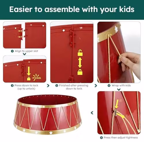 Shatchi Foldable Christmas Tree Skirt Base Cover in Red or Gold, Diameter: 72.1 cm – 4