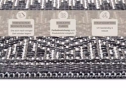 Hanse Home Loto Boho Ethnic Outdoor Rug, Beige and Grey, W: 120 cm, H: 60 cm – 3