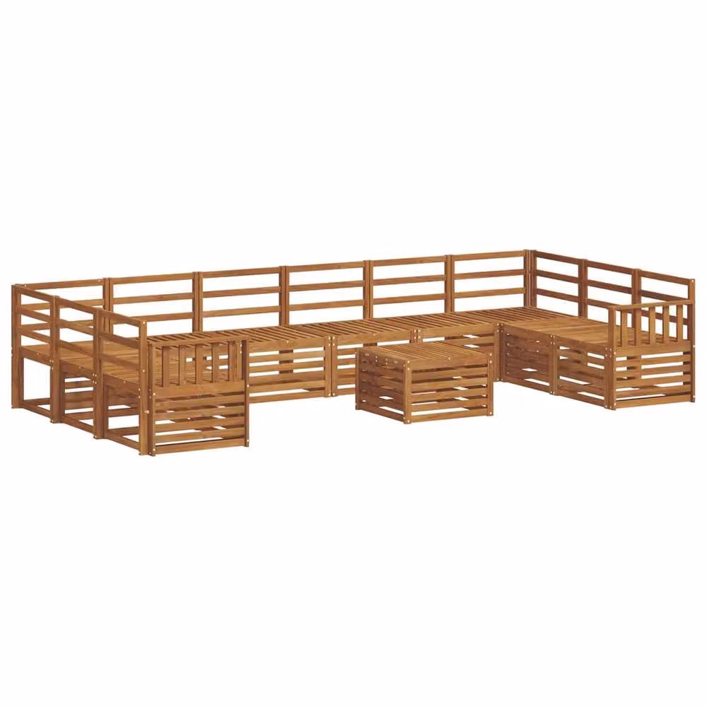 Berkfield Home 11-Piece U-Shape Outdoor Sofa Set in Brown Solid Acacia Wood – 2