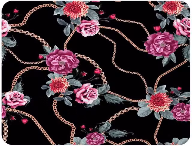 Benjamin Tate Design Chain and Flowers Pattern Fleece Blanket in Black and Beige, W/D/H: 120 x 150 cm – 2