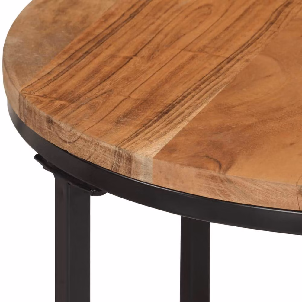 Berkfield Home Nesting Coffee Tables, Set of 3, Brown Acacia Wood and Black Iron Industrial Style – 3