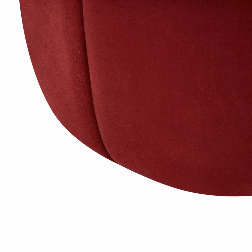 Wyld and Coco Modern Red Velvet Cylindrical Round Pouffe – 6