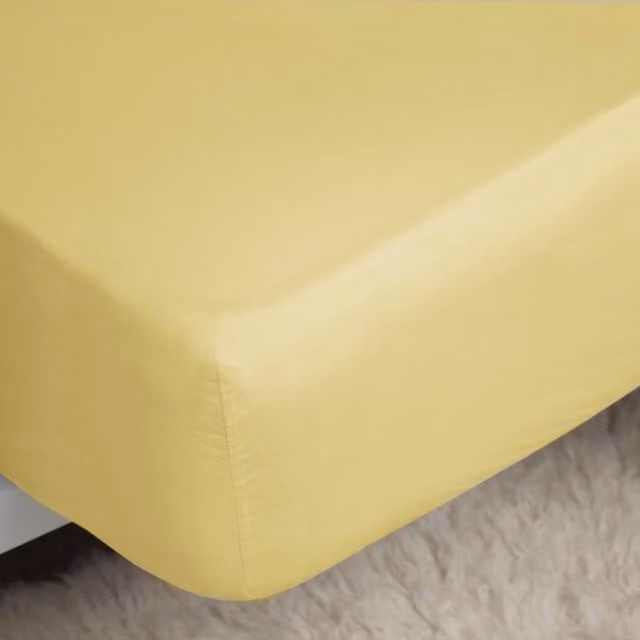 Belledorm 200 Thread Count Cotton Percale Extra Deep Fitted Sheet, Lemon, Superking, W/D/H: 200 x 200 x 38.1 cm