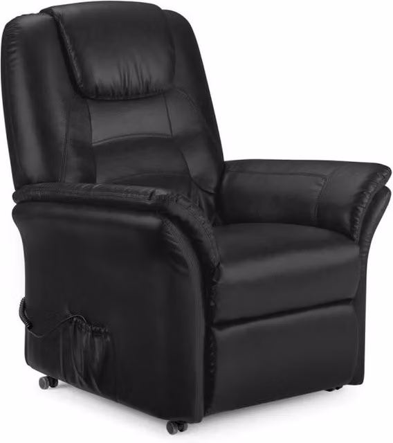 Ashfield Black Synthetic Leather Rise and Recline TV Chair with Armrests, Height: 91 cm