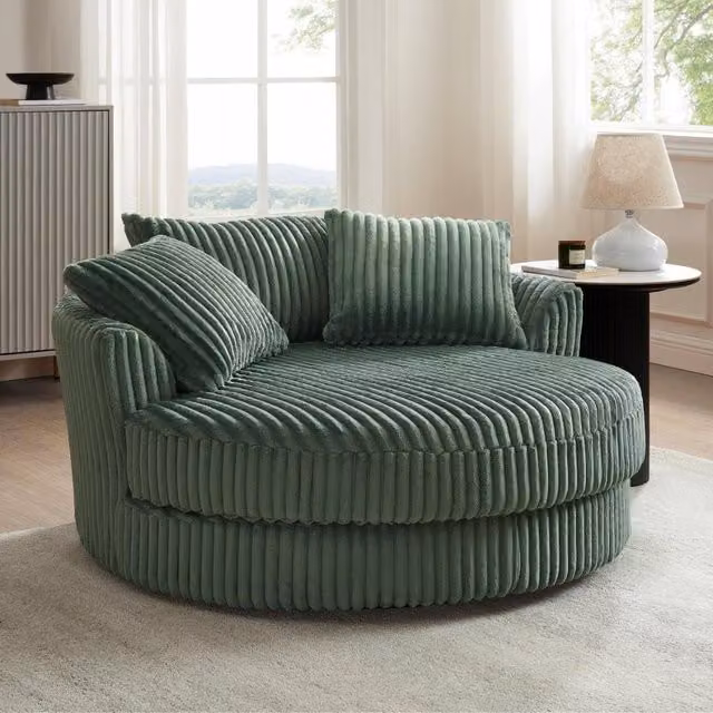Home Detail Sky Corduroy Swivel Loveseat in Green – 2
