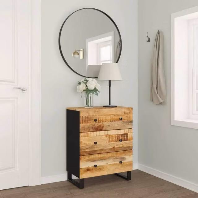 Berkfield Home Mango Wood Sideboard in Brown, W/D/H: 60 x 33 x 75 cm – 1