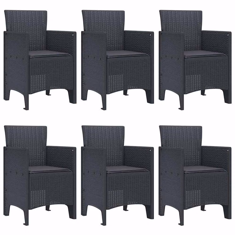 Berkfield Home 7 Piece Anthracite Poly Rattan Garden Dining Set with Black Cushions – 3