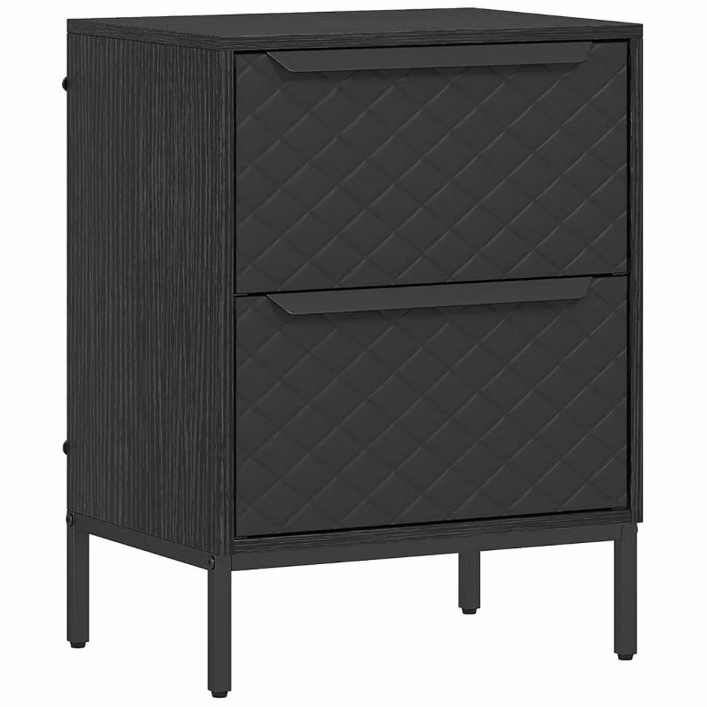 STILVORA Modern Black Chest of Drawers with 2 Fabric Drawers – 3