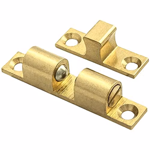 Loops Double Ball Roller Cupboard Catch, Gold, 43mm x 8mm, 34.5mm Fixing Centres