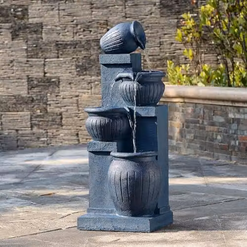 Teamson Home Solar-Powered Cascade Outdoor Garden Fountain in Blue, H 72 cm – 2
