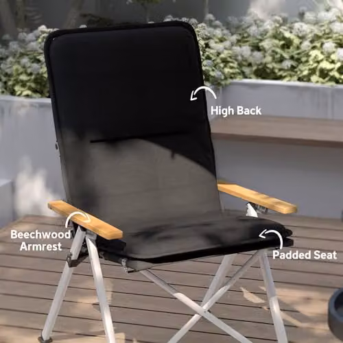 Outsunny Padded Outdoor Recliner Chair with Armrests and Cushions, Black – 5
