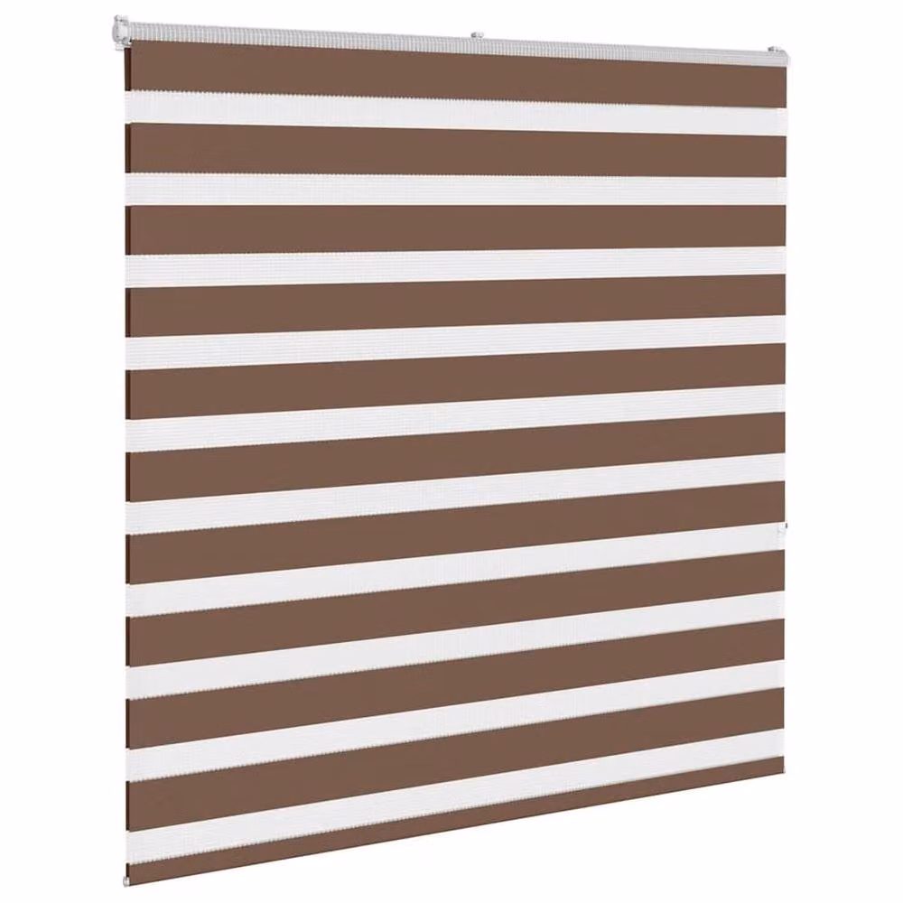 Berkfield Home Brown Zebra Day and Night Blind with Polyester Fabric, W: 150 cm, H: 150 cm – 3