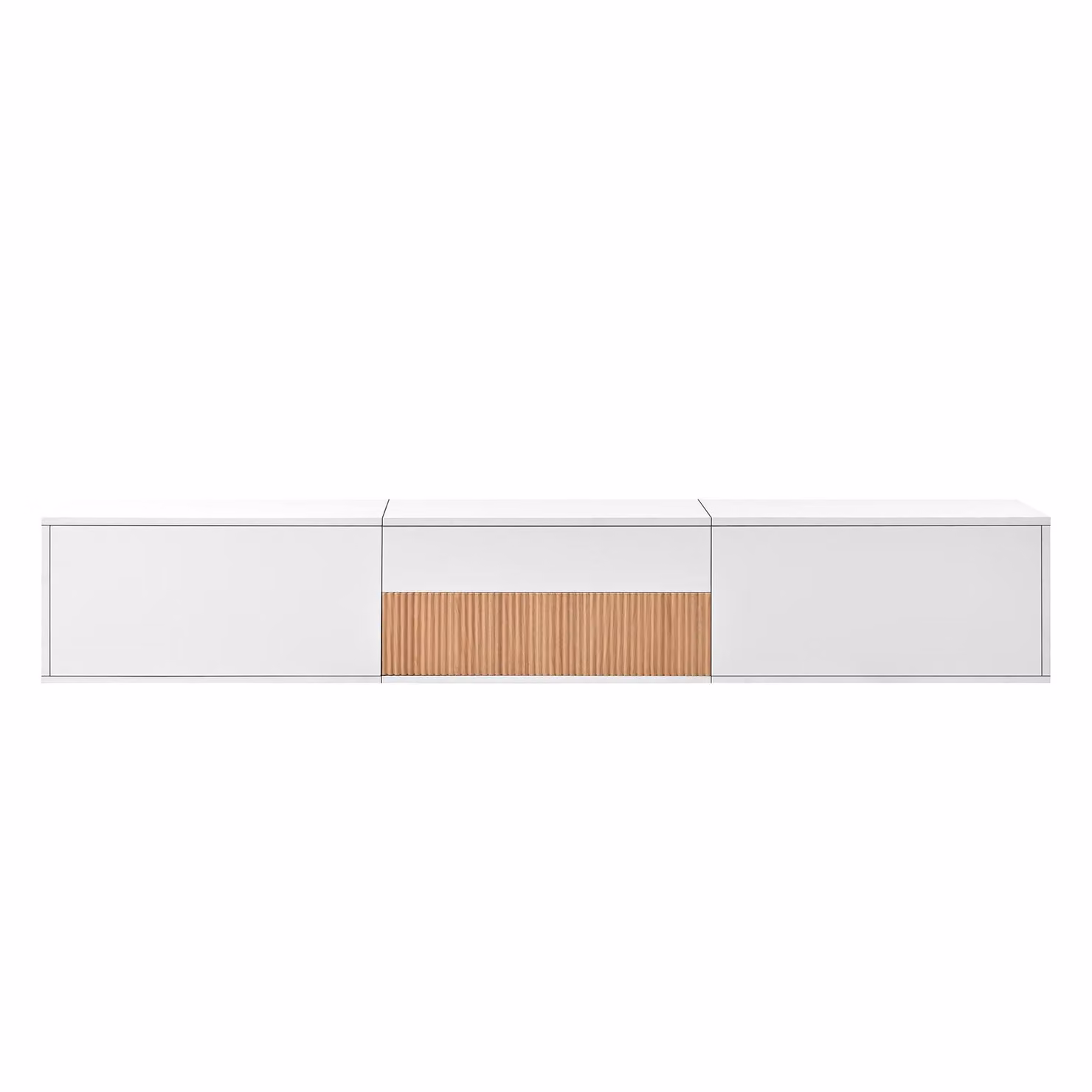 Aosom UK Modern TV Cabinet with Doors and Open Shelves in White and Wood, W/D/H: 180 x 34 x 30 cm – 2
