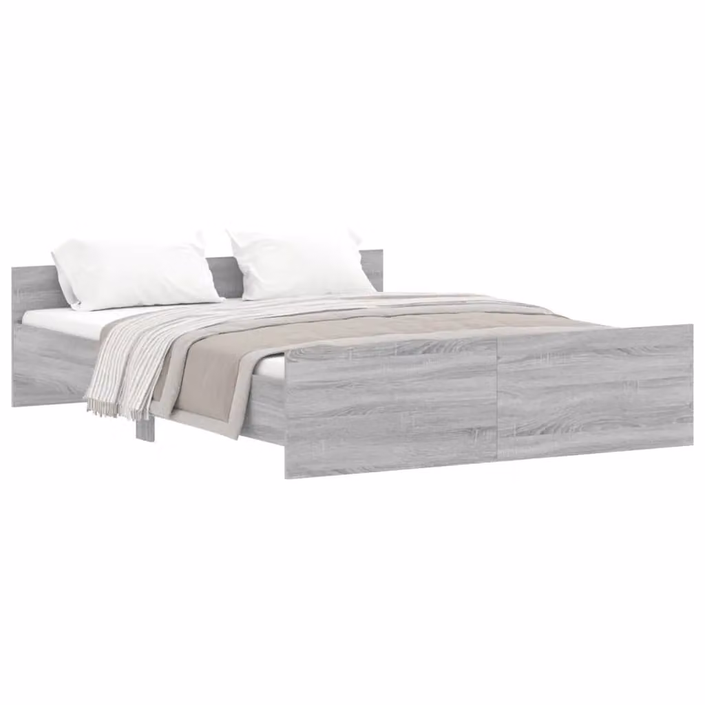 Berkfield Home Bed Frame with Headboard and Footboard, Grey Sonoma, W: 150 cm, D: 200 cm – 2