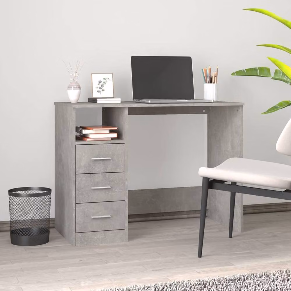 Berkfield Home Modern Computer Desk in Grey with Drawers, W/D/H: 102 x 50 x 76 cm – 2