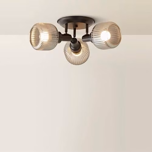ValueLights Calpe 3 Way Adjustable Ceiling Spotlight with Black and Transparent Glass Shades