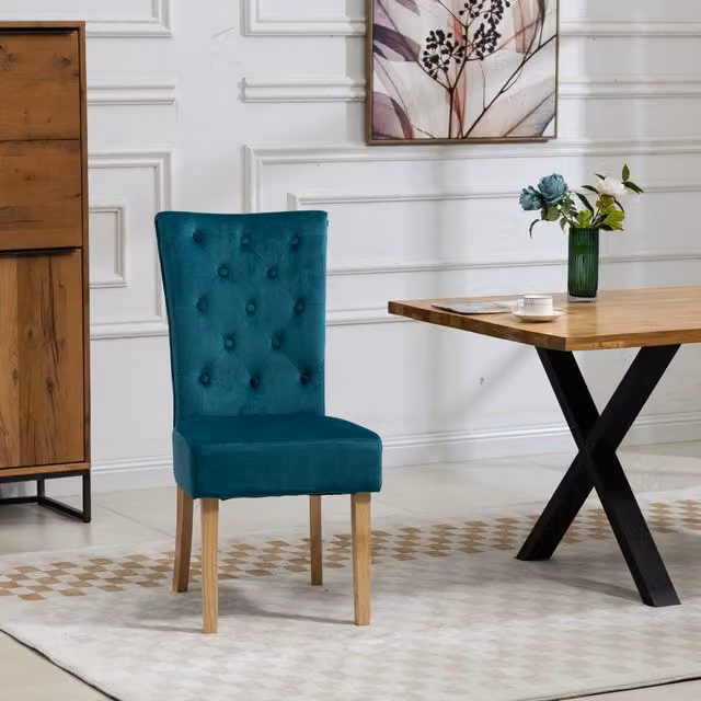 Artemis Home Set of 2 Pienza Velvet Dining Chairs in Petrol Blue