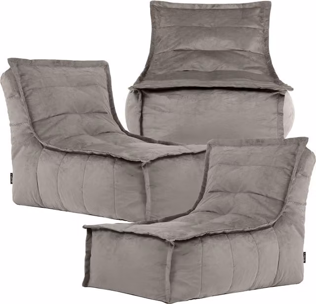 icon Dolce Velvet Beanbag Lounger Set of 3 in Grey – 1