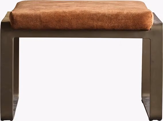 Perch & Parrow Modern Rectangular Footstool in Brown Microfibre