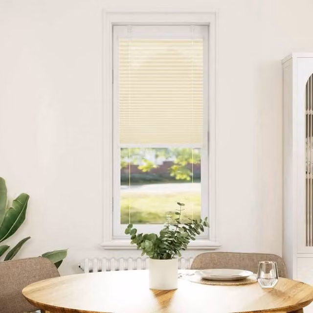 Berkfield Home Single Pleat Corded Blind in Cream Polyester, W: 45 cm, H: 100 cm