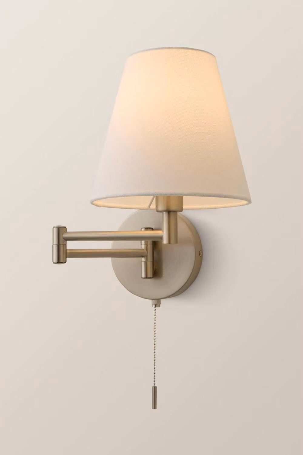 ValueLights Sonia Adjustable Swing Arm Wall Light with Tapered Fabric Shade and Bulb in Chrome – 2
