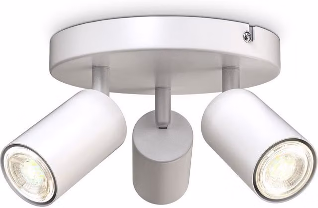 B.K.Licht White Metal Ceiling Spotlight with 3 Adjustable GU10 Sockets