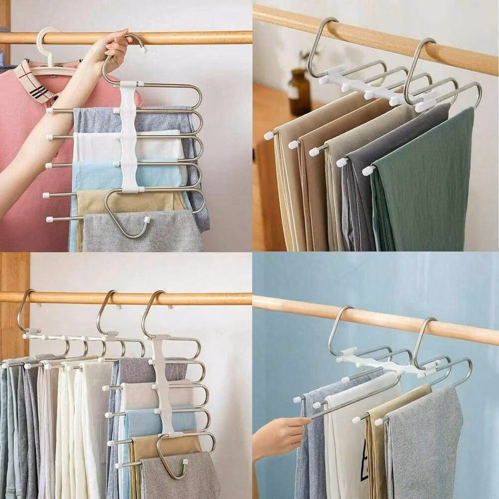 SPETLEK Multi Layer Silver Metal Clothes and Trouser Storage Rack, Large – 3