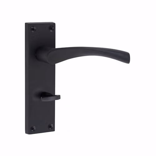 Golden Grace Victorian Scroll Door Handles with Bathroom Lock, Matt Black – 2