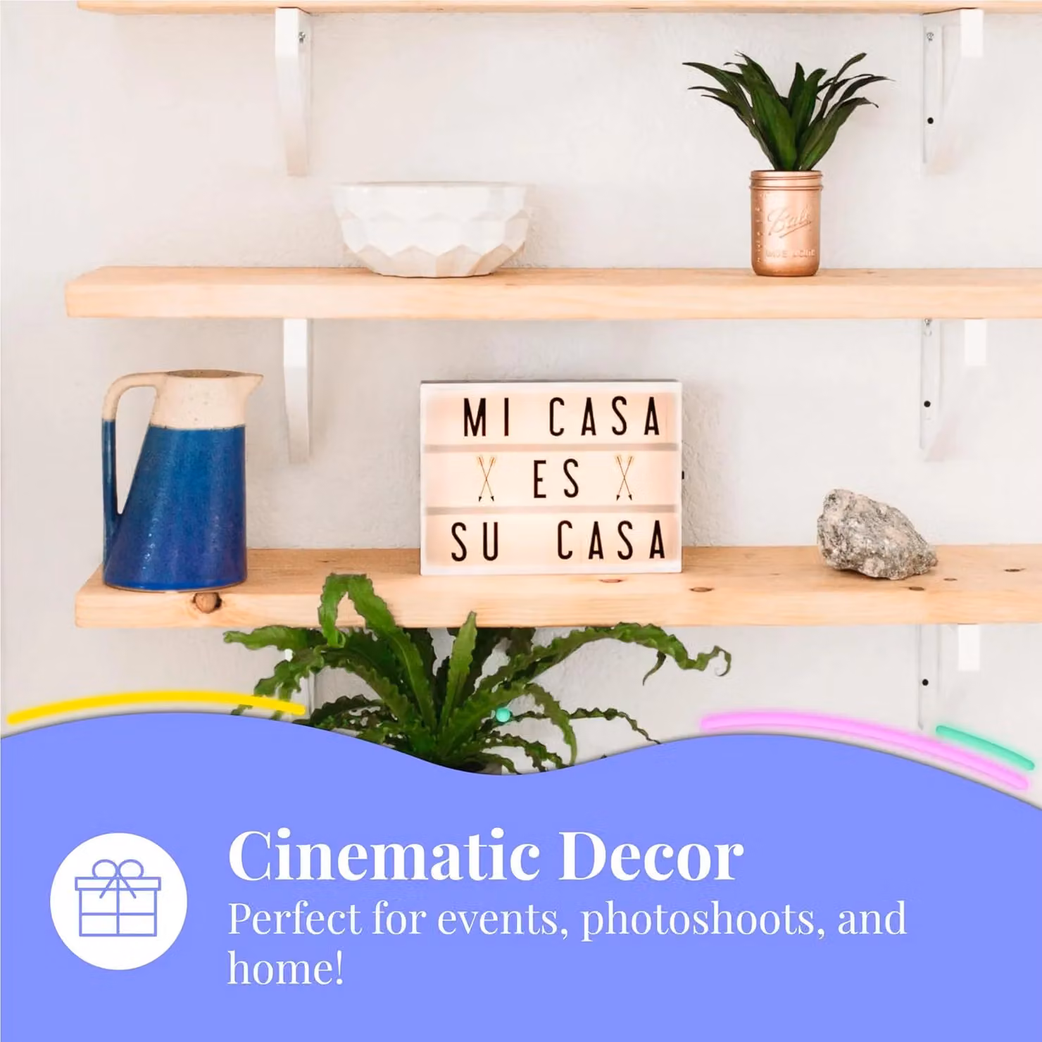 Almineez A4 Colour Changing Cinematic LED Light Up Box with Letters, Numbers and Symbols in Black, White or Multicolour – 5