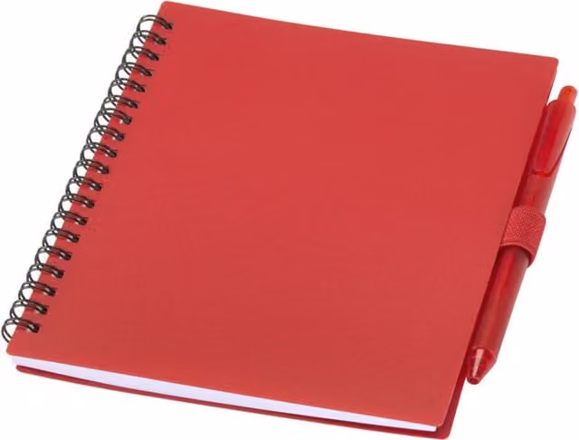 Floso Niove Red Soft Cover Recycled Plastic Notebook and Pen Set
