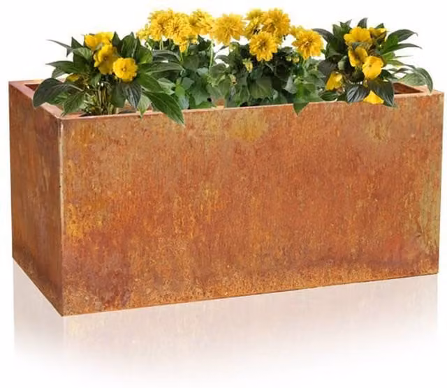 Primrose Brown Deep Corten Steel Trough Planter Tub