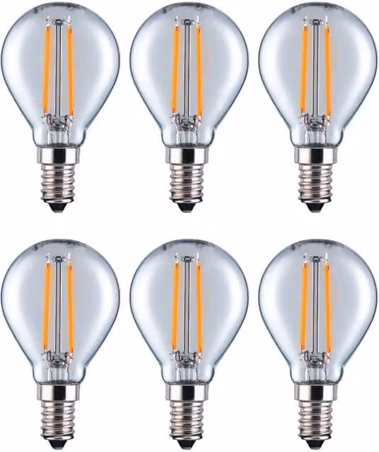 Eurolec P45 Clear Mini Globe E14 LED Dimmable Warm White Filament Light Bulbs, Pack of 6