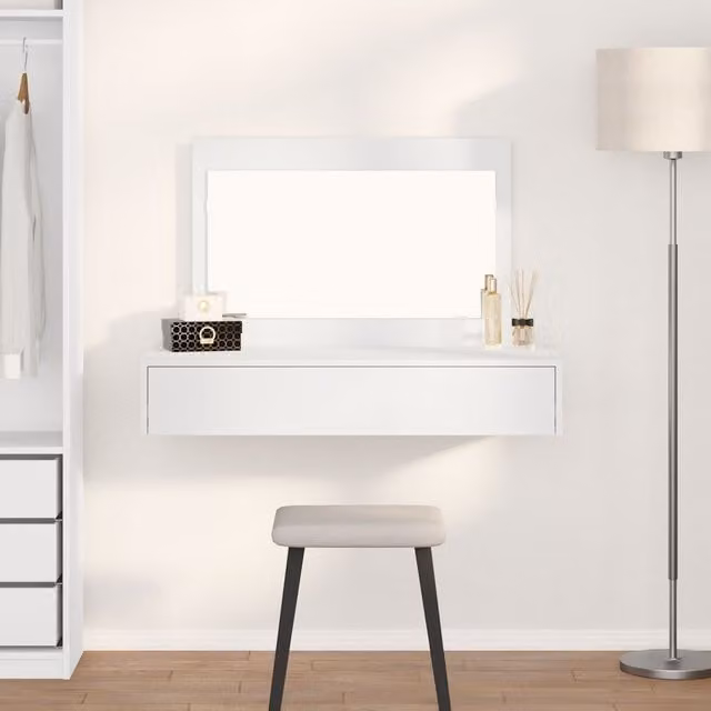 Berkfield Home White Wall Hanging Dressing Table W/D/H: 100 x 40 x 70 cm