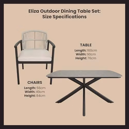 Solace+Co Eliza Outdoor Dining Set with Table and 4 Chairs in Grey and Brown – 2