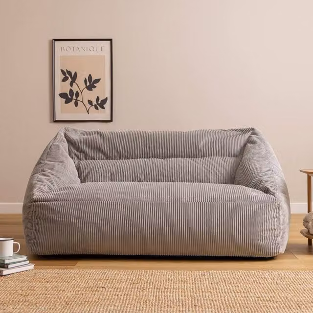icon Cecilia Cord Fabric Bean Bag Sofa in Grey W/D/H: 160 x 160 x 93 cm – 1