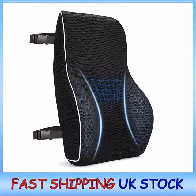 SPETLEK Memory Foam Lumbar Support Cushion and Back Pad in Black, W/D/H: 120 x 135 x 43.5 cm – 1