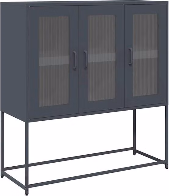 Berkfield Home Anthracite Industrial Sideboard in Matt Metal, W/D/H: 100.5 x 39 x 107 cm