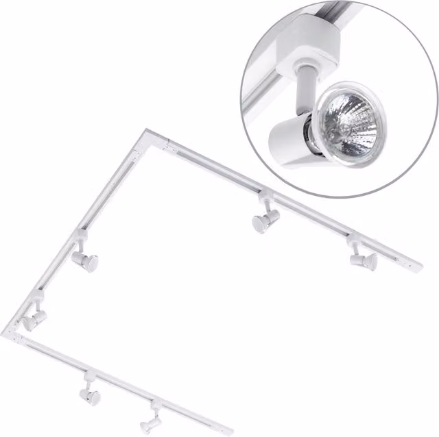 Litecraft 3m U-Shape Track Light Kit with Harlem Spotlight Heads and LED Bulbs in White