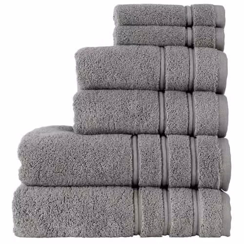 Christy Antalya 6 Piece Luxury Turkish Cotton Towel Set in Grey, 600GSM – 1
