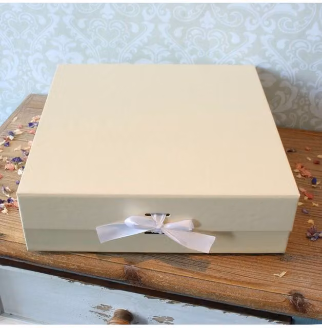 KDMD Large Cream Cardboard Keepsake Box