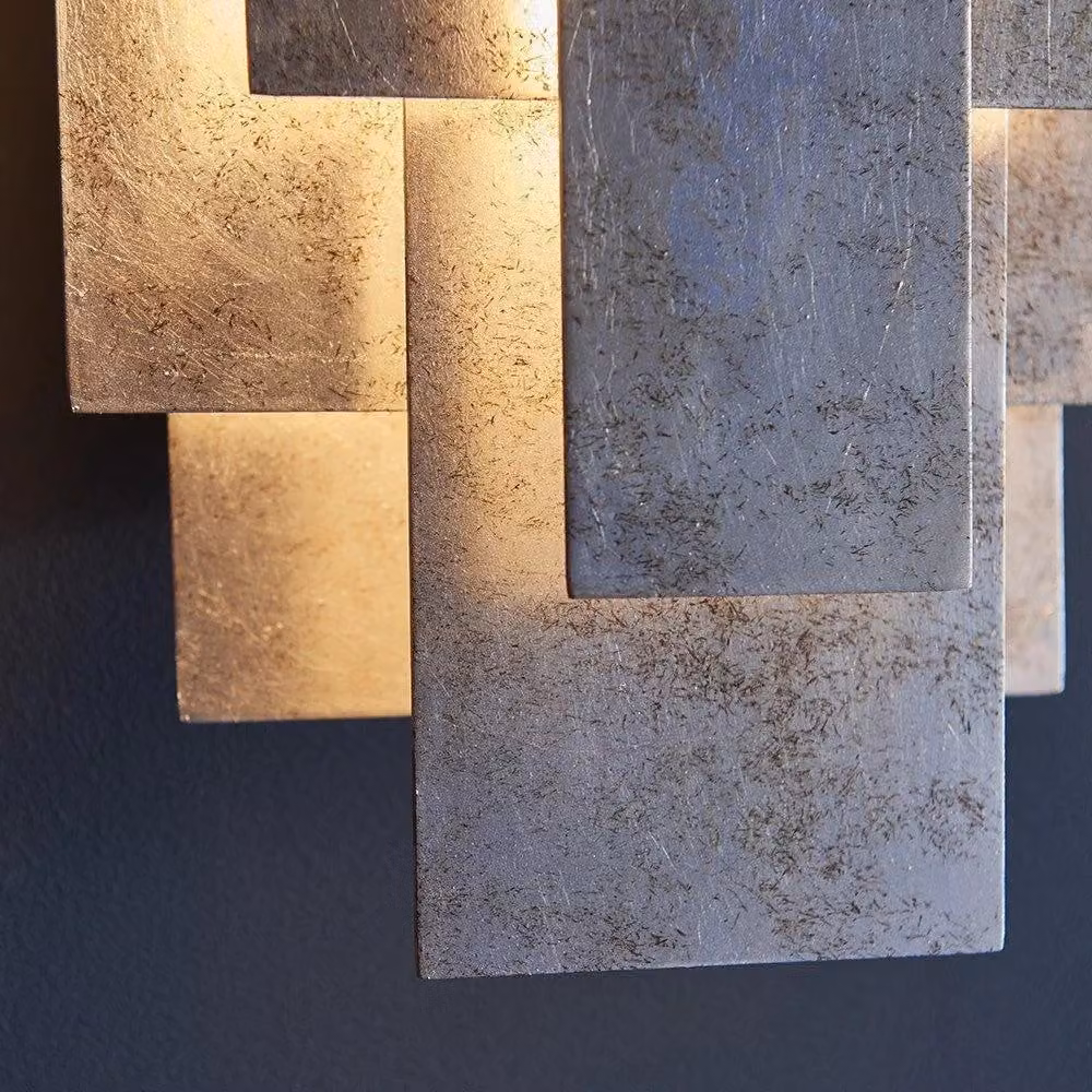 Netlighting Forlì 2 Light Art Deco Wall Lamp in Antique Silver Leaf – 3