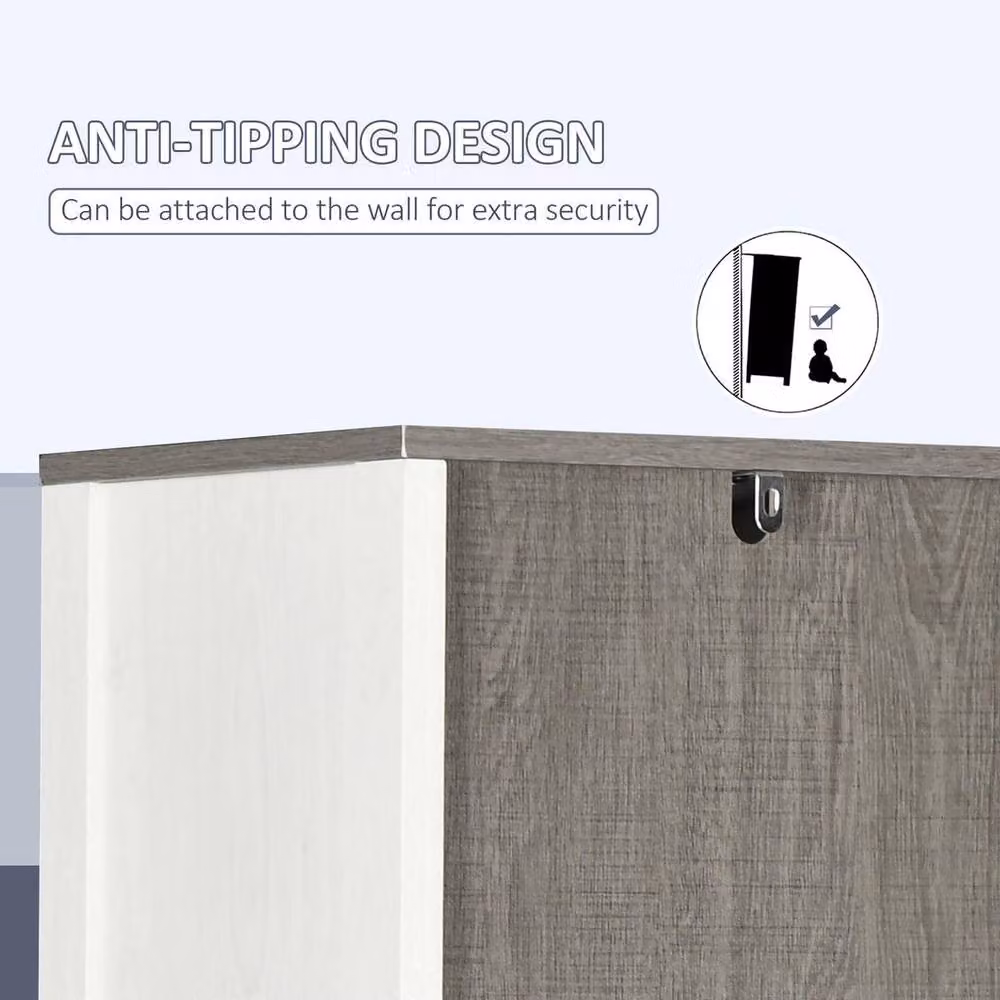 EONLION White Freestanding Modern Bathroom Storage Cabinet with Hinged Doors and Open Shelf – 3